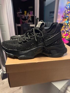Steve Madden Black Crystal-Embellished Women's Sneakers